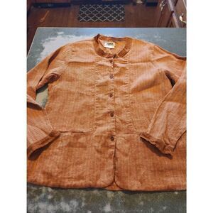 NWOT Flax brand linen orange button down jacket sz Medium